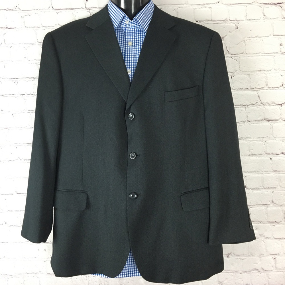 Luca Rossi Italia Mens Black Blazer Sz. 42S